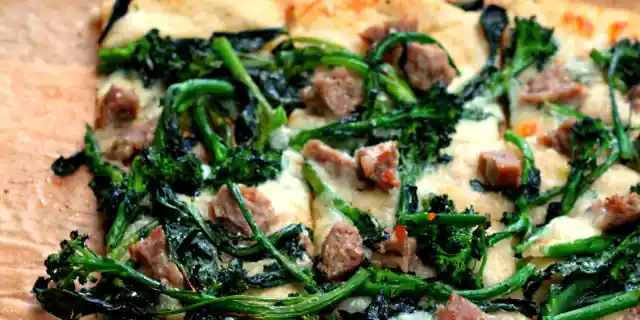 Number Forty-One: Sausage and Broccoli Rabe Pizza